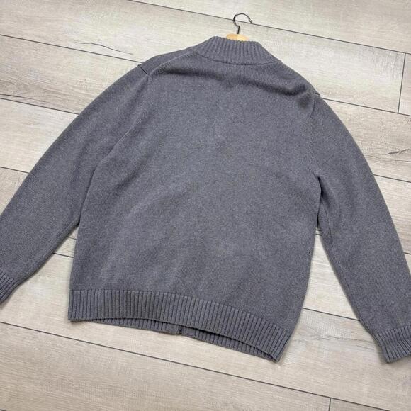 L.L.Bean Men’s Full Zip Sweater Jacket Gray Size L 100% Cotton Knit Shawl Collar - Picture 2 of 8